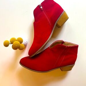 Red Felt Ankle Booties Size 9.5